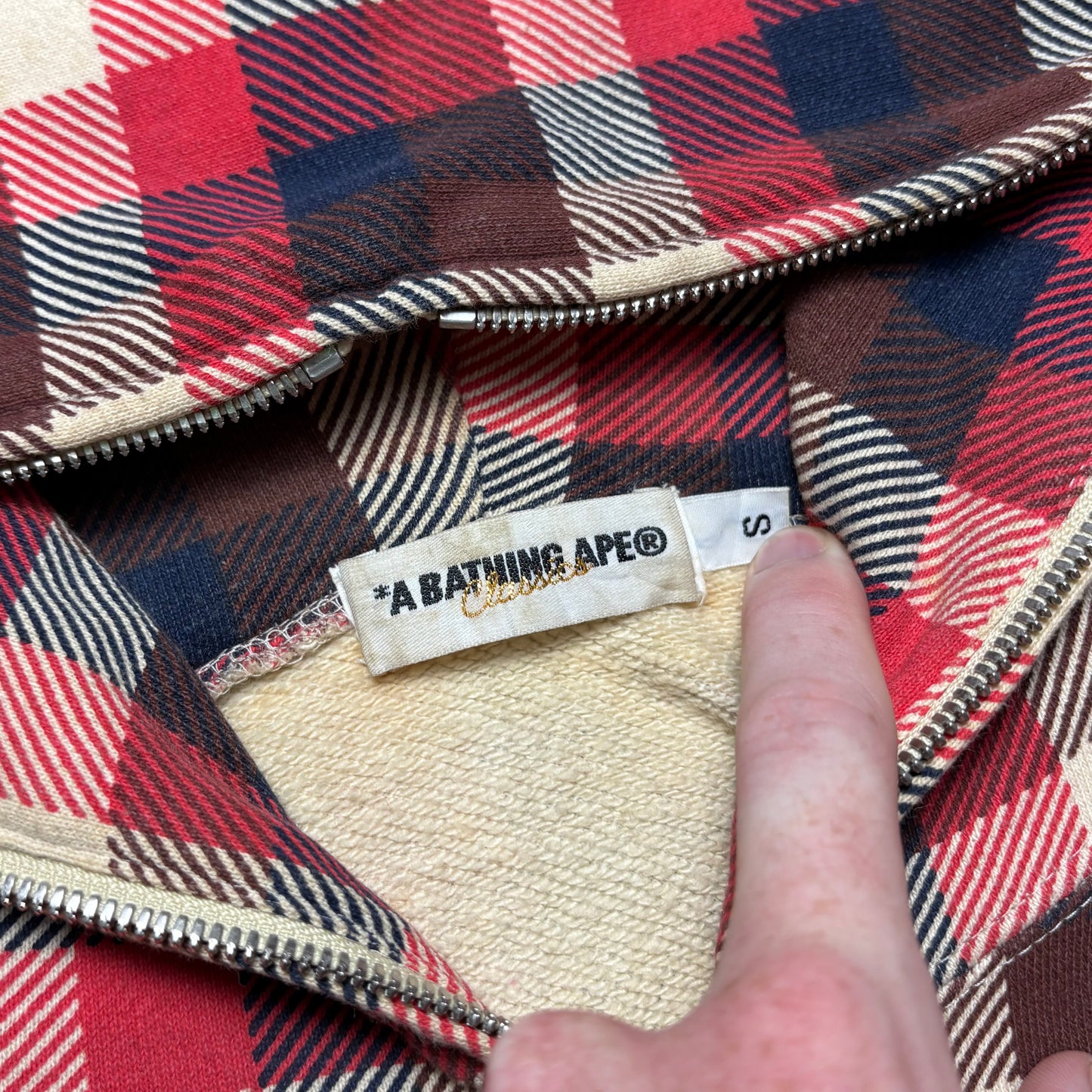 BAPE plaid zip-up (S)