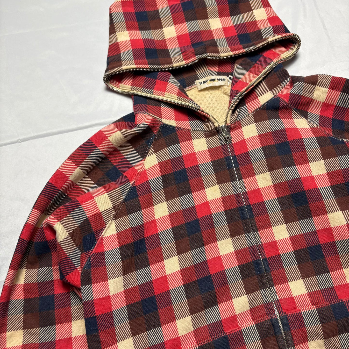 BAPE plaid zip-up (S)